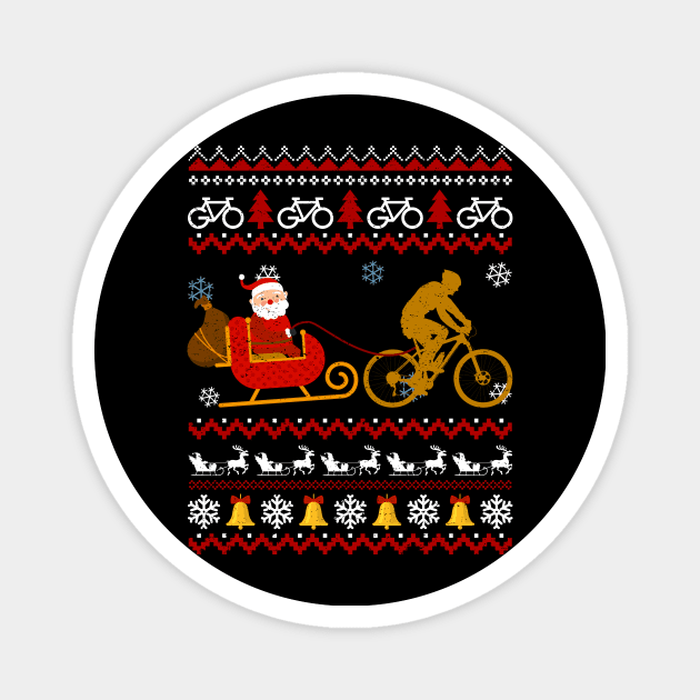 Mens Santa Sleigh Bike Sledding Christmas Cycling Magnet by maximel19722